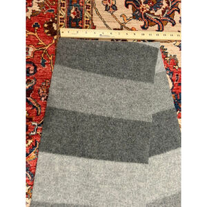 Coach 100% Lambswool Ombre Gray Stripe Fringe Scarf Made in Scotland Unisex Wint